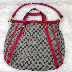 GUCCI Red & Blue GG Canvas and Leather Abbey 2 way Hobo Bag 💯 Authentic 🔥
